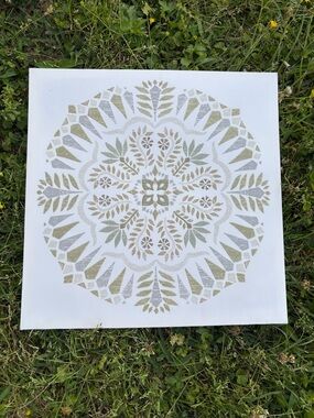 Neutral Gold and Gray Mandala Wall Art Canvas